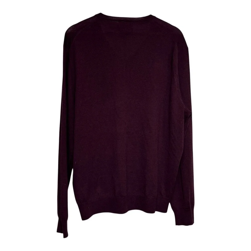 Polo Ralph Lauren Men's Burgundy V-Neck Washable Merino Wool Sweater XL